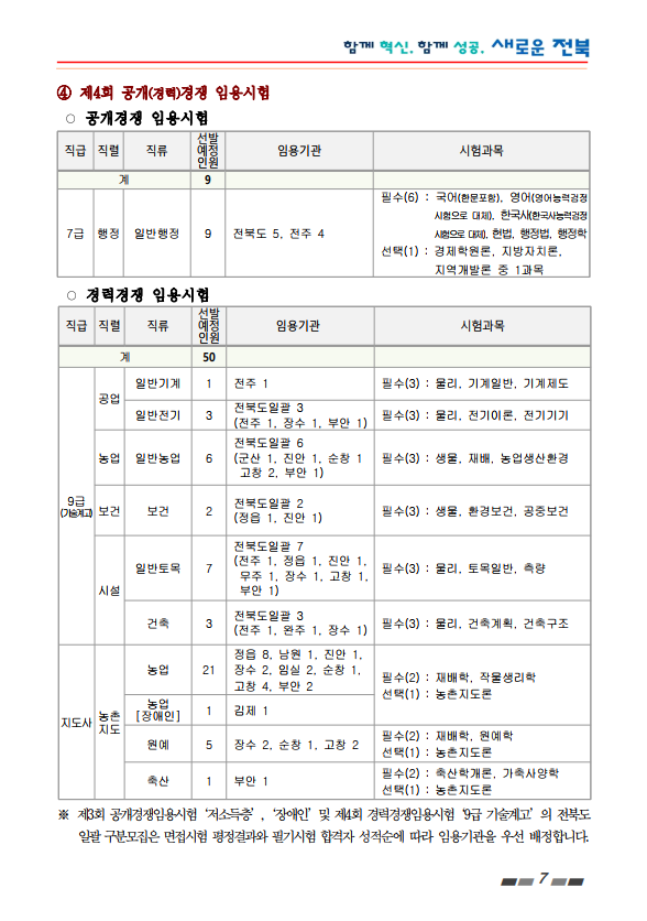 2023년도 전라북도 지방공무원 공개(경력)경쟁 임용시험 계획 공고 6.png