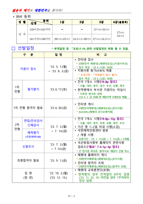 203년도 제403기 해병대 부사관(남) 모집계획 1.png