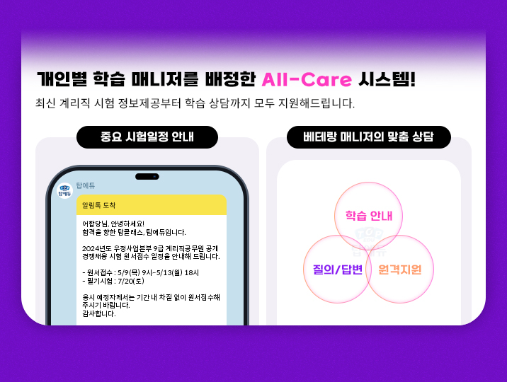 개인별 학습 매니저를 배정한 ALL-Care 시스템!